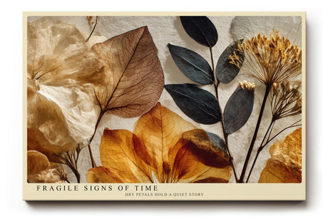 Paul Sinus Wandbild 120x80cm Zarte Trockenblumen Collage in warmen Naturtoenen Botanische Kunst Beige Braun Vintage Stil Wanddekoration Wohnzimmer Schlafzimmer