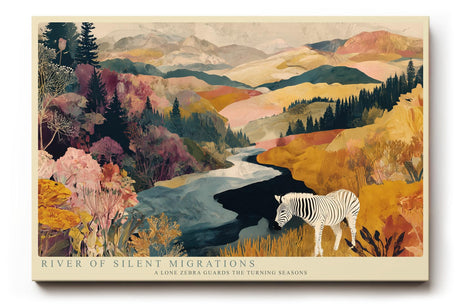 Paul Sinus Wandbild 120x80cm Zebra Landschaft Fluss Natur Illustration moderne Tierkunst Wanddekoration Wohnzimmer Schlafzimmer