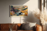 Paul Sinus Wandbild 120x80cm Zebra Landschaft Fluss Natur Illustration moderne Tierkunst Wanddekoration Wohnzimmer Schlafzimmer