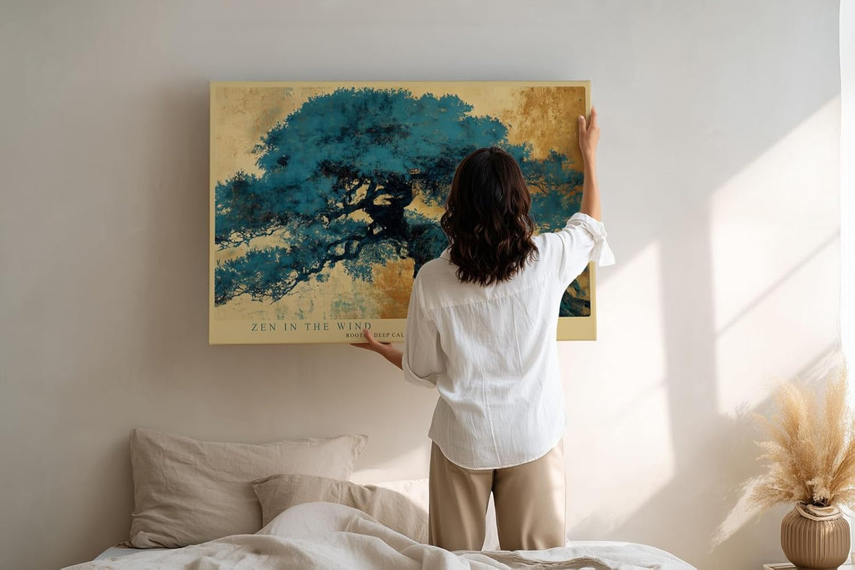 Paul Sinus Wandbild 120x80cm Zen Baum Abstrakte Naturkunst LeinWandbild 120x80cm Asiatische Landschaft Wanddekoration