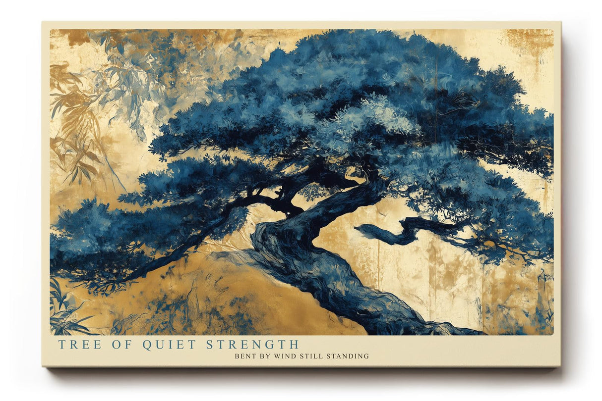 Paul Sinus Wandbild 120x80cm Zen Baum Blaue Naturkunst LeinWandbild 120x80cm Japanische Landschaft Wanddekoration
