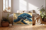 Paul Sinus Wandbild 120x80cm Zen Baum Blaue Naturkunst LeinWandbild 120x80cm Japanische Landschaft Wanddekoration