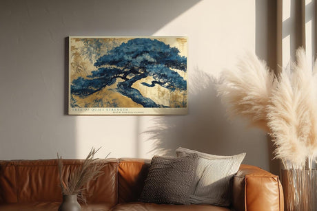 Paul Sinus Wandbild 120x80cm Zen Baum Blaue Naturkunst LeinWandbild 120x80cm Japanische Landschaft Wanddekoration