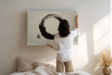 Paul Sinus Wandbild Zen Circle of Infinity minimalistisches Motiv mit schwarzem Pinselkreis auf hellem Hintergrund