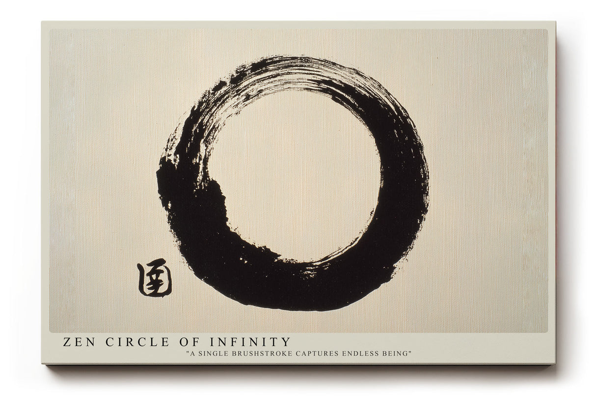 Paul Sinus Wandbild Zen Circle of Infinity minimalistisches Motiv mit schwarzem Pinselkreis auf hellem Hintergrund