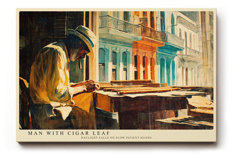 Paul Sinus Wandbild 120x80cm Zigarrenroller Szene Vintage Stadt Kunst in Warmen Farben für Wohnzimmer Büro und Atelier
