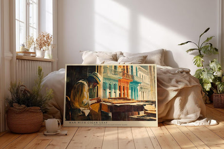 Paul Sinus Wandbild 120x80cm Zigarrenroller Szene Vintage Stadt Kunst in Warmen Farben für Wohnzimmer Büro und Atelier