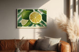 Paul Sinus Wandbild 120x80cm Zitrone Illustration frisches Obst modern grün gelb Küche Kunstbild sommerliche Frucht Illustration stilvolle Wanddekoration für Küche Esszimmer Café