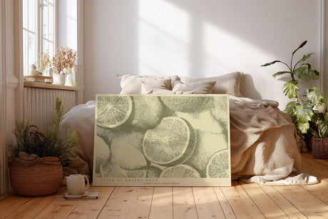 Paul Sinus Wandbild 120x80cm Zitronen Illustration modern gruen natur kunst grafisches Obst Motiv stilvolle Wanddekoration fuer Kueche Esszimmer Wohnzimmer Büro