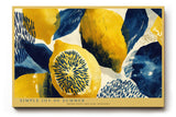 Paul Sinus Wandbild 120x80cm Zitronen Kunst modern gelb blau mediterrane Illustration Fruchtmotiv Kunstdruck grosses Wandbild 120x80cm stilvolle Wanddekoration fuer Kueche Esszimmer Wohnzimmer