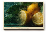 Paul Sinus Wandbild 120x80cm Zitronen mit Wasserspritzern frisches Frucht Stillleben gruene Blaetter lebendige Kuechenkunst moderne Leinwand Wanddekoration fuer Kueche Esszimmer Bar
