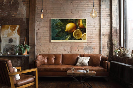 Paul Sinus Wandbild 120x80cm Zitronen Stillleben frische Fruechte im Wasser sommerliche Naturfotografie gelb gruene Farben moderne Kuechen Wanddekoration fuer Esszimmer Wohnzimmer
