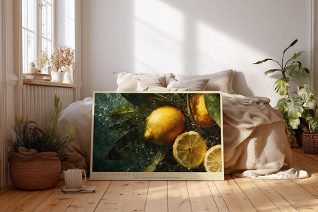 Paul Sinus Wandbild 120x80cm Zitronen Stillleben frische Fruechte im Wasser sommerliche Naturfotografie gelb gruene Farben moderne Kuechen Wanddekoration fuer Esszimmer Wohnzimmer