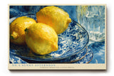 Paul Sinus Wandbild 120x80cm Zitronen Stillleben Fruchtmalerei blau gelb mediterrane Kuechenkunst Wanddekoration fuer Esszimmer Kueche Wohnzimmer