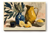 Paul Sinus Wandbild 120x80cm Zitronen Stillleben moderne Kunst Illustration mit Vase und Krug Wanddekoration