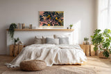 Paul Sinus Wandbild 120x80cm Zitronenbaum mit Vogel Botanische Kunst in Grün Gelb und Rosa für Wohnzimmer Küche Büro
