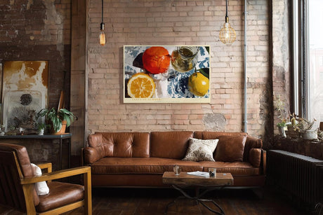 Paul Sinus Wandbild 120x80cm Zitrus Stillleben moderne Fruchtmalerei orange zitrone sommerliche Wanddekoration fuer Kueche Esszimmer Wohnzimmer