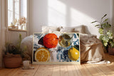 Paul Sinus Wandbild 120x80cm Zitrus Stillleben moderne Fruchtmalerei orange zitrone sommerliche Wanddekoration fuer Kueche Esszimmer Wohnzimmer
