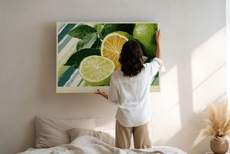 Paul Sinus Wandbild 120x80cm Zitrusfruechte Illustration Limette Zitrone moderne Kuechenkunst frisches Fruchtmotiv stilvolle Wanddekoration fuer Kueche Esszimmer Wohnzimmer