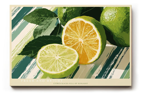 Paul Sinus Wandbild 120x80cm Zitrusfruechte Illustration Limette Zitrone moderne Kuechenkunst frisches Fruchtmotiv stilvolle Wanddekoration fuer Kueche Esszimmer Wohnzimmer