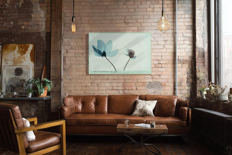 Paul Sinus Wandbild 120x80cm zwei Blumen minimalistische Naturkunst moderne florale Illustration sanfte Pastellfarben Kunstdruck stilvolle Wanddekoration fuer Wohnzimmer Schlafzimmer