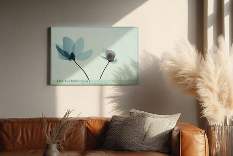 Paul Sinus Wandbild 120x80cm zwei Blumen minimalistische Naturkunst moderne florale Illustration sanfte Pastellfarben Kunstdruck stilvolle Wanddekoration fuer Wohnzimmer Schlafzimmer