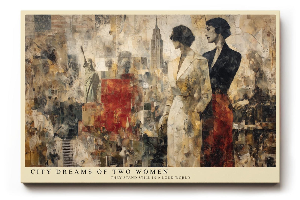 Paul Sinus Wandbild 120x80cm Zwei Frauen In Der Stadt Moderne Collage LeinWandbild 120x80cm Urban Art Wanddekoration