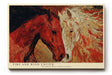 Paul Sinus Wandbild 120x80cm zwei Pferde abstrakte Tierkunst rot weiss moderne Pferdemalerei Kunstdruck grosses Wandbild 120x80cm kraftvolle Wanddekoration fuer Wohnzimmer Büro