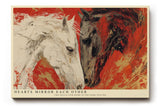 Paul Sinus Wandbild 120x80cm zwei Pferde abstrakte Tierkunst rot weiss modernes Pferdemotiv Kunstdruck grosses Wandbild 120x80cm kraftvolle Wanddekoration fuer Wohnzimmer Büro