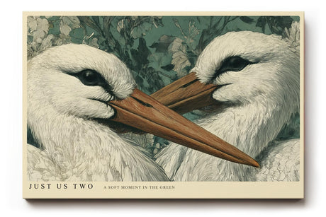 Paul Sinus Wandbild 120x80cm Zwei Voegel Natur Illustration Stilvolle Tierkunst Gruene Naturfarben Kunstdruck Poster Grosse Wanddekoration fuer Wohnzimmer Schlafzimmer Büro