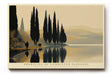 Paul Sinus Wandbild 120x80cm Zypressen am ruhigen Seeufer mediterrane Landschaftskunst