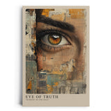 Paul Sinus Leinwandbild 60x90cm realistisches Auge mit abstrakter Collage aus Vintage-Zeitungselementen – kunstvolles Leinwandbild
