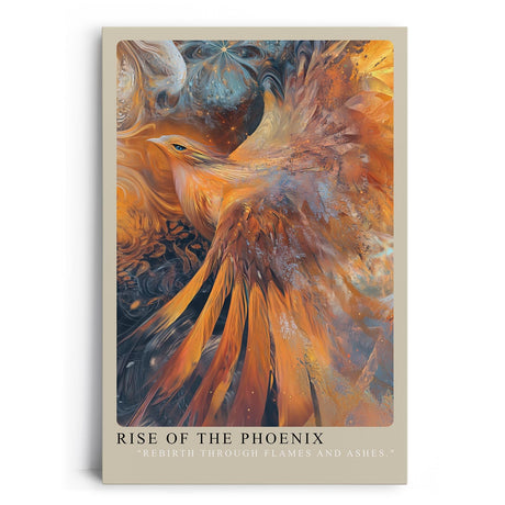 Paul Sinus Leinwandbild 60x90cm Rise of the Phoenix Leinwandbild majestätischer Phönix in Flammen mit abstraktem Hintergrund kraftvolle Symbolik