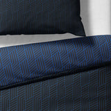 Sinus Art Bettwäsche 135x200 cm + 80x80 cm – Dunkelblau mit geometrischem Linienmuster – Wendeoptik – Mikrofaser mit Reißverschluss