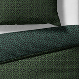 Sinus Art Bettwäsche 135x200 cm + 80x80 cm – Dunkelgrün mit geometrischem Muster – stilvolle Wende-Bettwäsche aus Mikrofaser