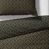 Sinus Art Bettwäsche 135x200 cm + 80x80 cm – Edles Rauten-Muster in Dunkelgrün & Bronze – Wendeoptik – Mikrofaser-Garnitur