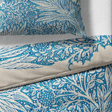 Sinus Art Bettwäsche 135x200 cm + 80x80 cm – florales Wendedesign in Blau und Beige – Mikrofaser – weich & stilvoll