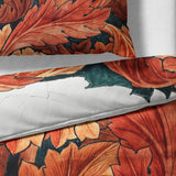 Sinus Art Bettwäsche 135x200 cm + 80x80 cm – Herbstliches Blättermuster in warmem Orange, Kupfer und Dunkelgrün – Mikrofaser – weich, bügelfrei & pflegeleicht