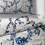 Sinus Art Bettwäsche 135x200 cm + 80x80 cm – klassisches florales Design in Blau auf Creme – Mikrofaser – elegant & atmungsaktiv