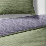 Sinus Art Bettwäsche 135x200 cm + 80x80 cm – Mikrofaser-Wendebettwäsche in Lila & Salbeigrün mit geometrischem Linienmuster – weich, atmungsaktiv & pflegeleicht