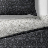 Sinus Art Bettwäsche 135x200 cm + 80x80 cm – Moderne Wendebettwäsche in Hellgrau & Schwarz mit filigranem Linienmuster – atmungsaktiv, pflegeleicht, mit Reißverschluss