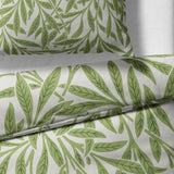 Sinus Art Bettwäsche 135x200 cm + 80x80 cm – Naturdesign mit grünen Blättern auf weißem Grund – Mikrofaser – weich, atmungsaktiv & pflegeleicht