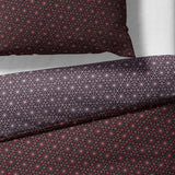 Sinus Art Bettwäsche 135x200 cm + 80x80 cm – Wende-Bettwäsche in Dunkelviolett und Bordeaux mit feinem Sternmuster – pflegeleicht, weich und stilvoll