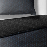 Sinus Art Bettwäsche 135x200 cm + 80x80 cm – Wende-Design in Dunkelgrau und Schwarz mit feinem 3D-Würfelmuster – Mikrofaser – modern & pflegeleicht