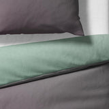 Sinus Art Bettwäsche 135x200 cm + 80x80 cm – Wende-Design in Mintgrau und Dunkelgrau mit feinem geometrischem Muster – Mikrofaser – atmungsaktiv & pflegeleicht