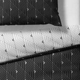 Sinus Art Bettwäsche 135x200 cm + 80x80 cm – Wende-Design in Weiß und Schwarz mit modernem Linienmuster – Mikrofaser – atmungsaktiv & pflegeleicht