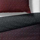 Sinus Art Bettwäsche 135x200 cm + 80x80 cm – Wende-Design mit 3D-Würfelmuster in Braun-Schwarz und Nachtblau – Mikrofaser – atmungsaktiv & pflegeleicht