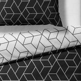 Sinus Art Bettwäsche 135x200 cm + 80x80 cm – Zweifarbige Wendeoptik in Weiß & Schwarz mit modernem Würfelmuster – Mikrofaser mit Reißverschluss