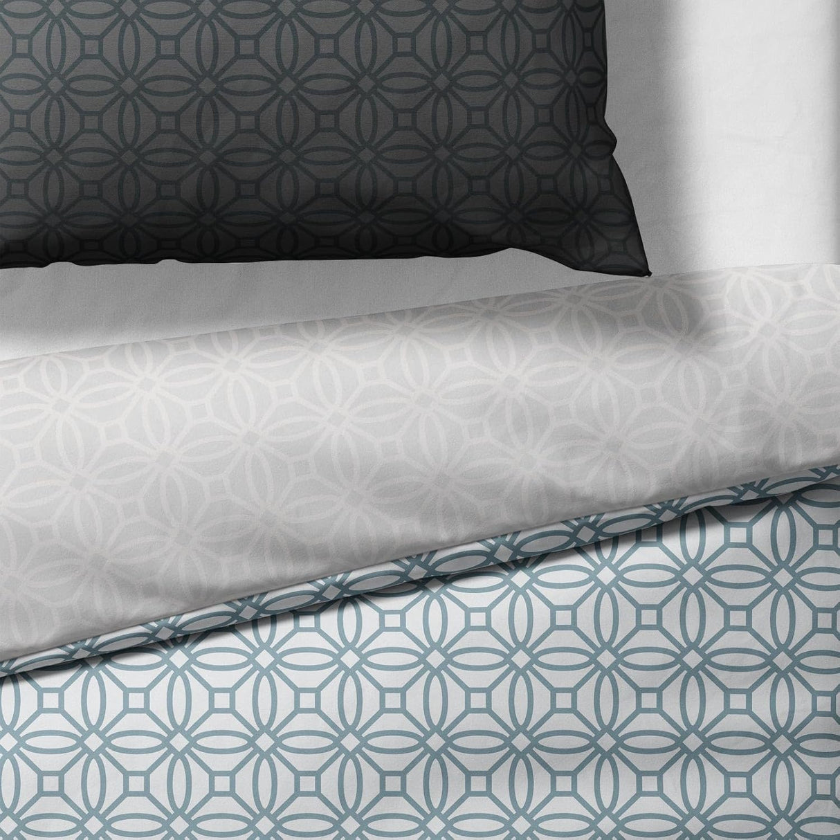 Sinus Art Mikrofaser Bettwäsche 135x200 cm + 80x80 cm – Elegantes Wendedesign mit Farbverlauf in Braun & Hellblau, florales Kreisornament, pflegeleicht & atmungsaktiv