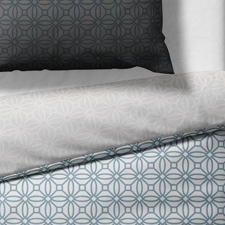 Sinus Art Mikrofaser Bettwäsche 135x200 cm + 80x80 cm – Elegantes Wendedesign mit Farbverlauf in Braun & Hellblau, florales Kreisornament, pflegeleicht & atmungsaktiv